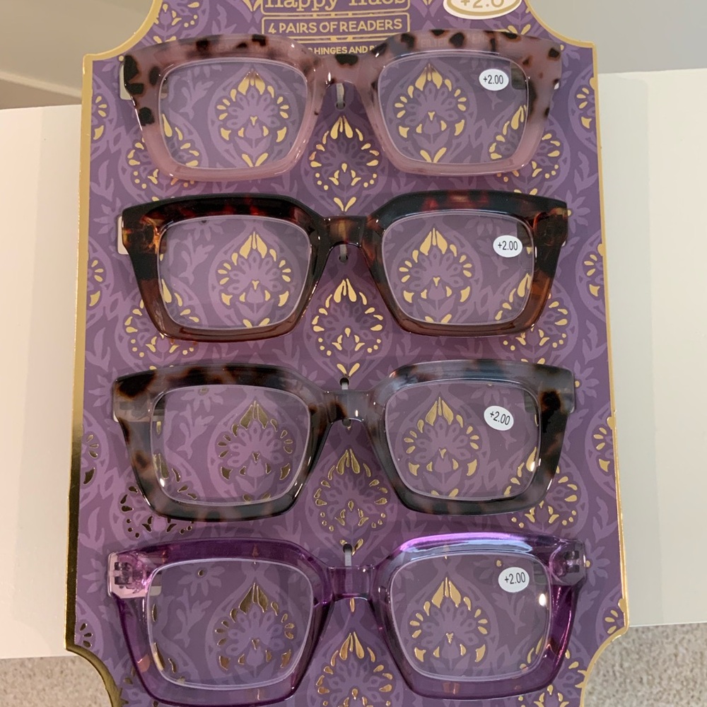 Women's Tortoise and Purple Reading Glasses Set 2.0 4 pair